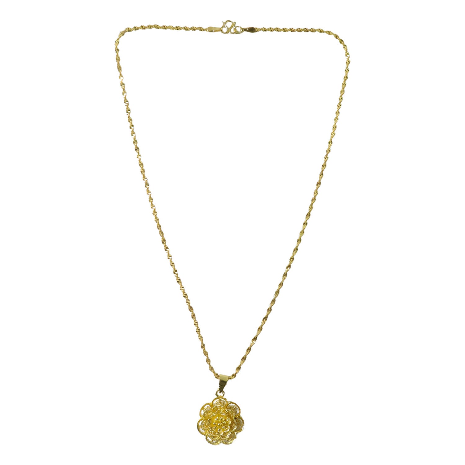 Elegant Floral Design Gold Plated Pendant Necklace (1 Pc)